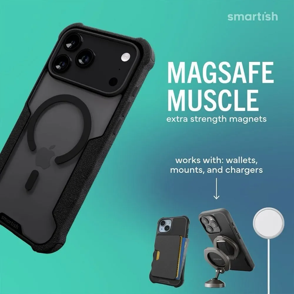 Smartish Gripzilla iPhone 17 Pro Max MagSafe Case Clearly Black Rugged New